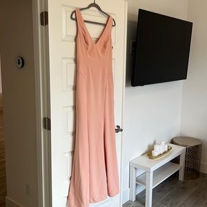 Long pale pink evening dress